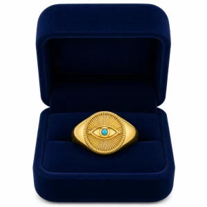 Anillo Ojo Dorado Acero Inoxidable
