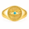 Anillo Ojo Dorado Acero Inoxidable