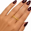 Anillo Rombos Dorados Acero Inoxidable