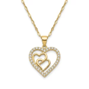 Cadena con Dije Corazón Piedritas Dorado