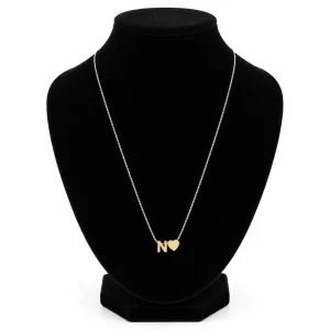 Cadena con Dije Letra y Corazón Dorada