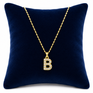 Cadena con Dije de Letras Piedritas Blancas