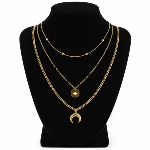 Set de Collar Luna y Circulo Dorado