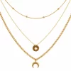 Set de Collar Luna y Circulo Dorado